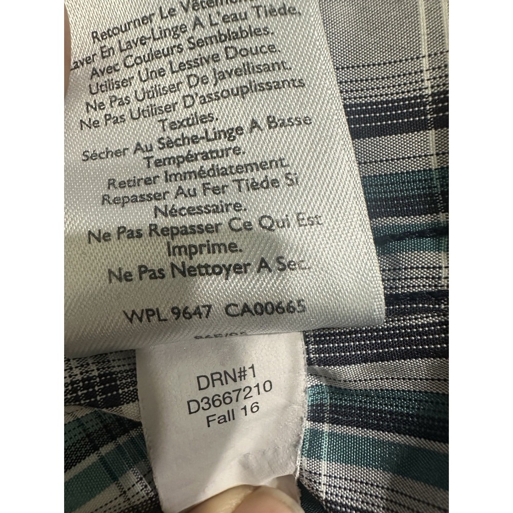 Eddie Bauer Legend Wash Plaid Shirt Men's TL Navy Teal Button Front Cotton - Picture 8 of 10